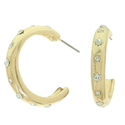 Jeweled Crescent Shape Hoop Earrings