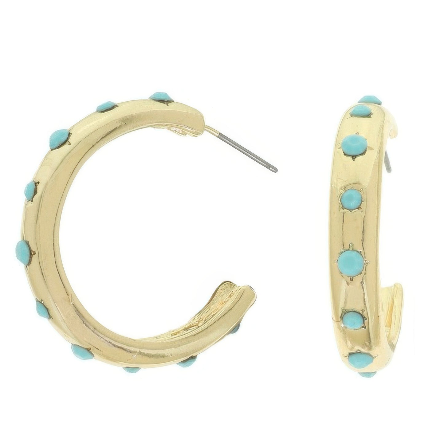 Jeweled Crescent Shape Hoop Earrings