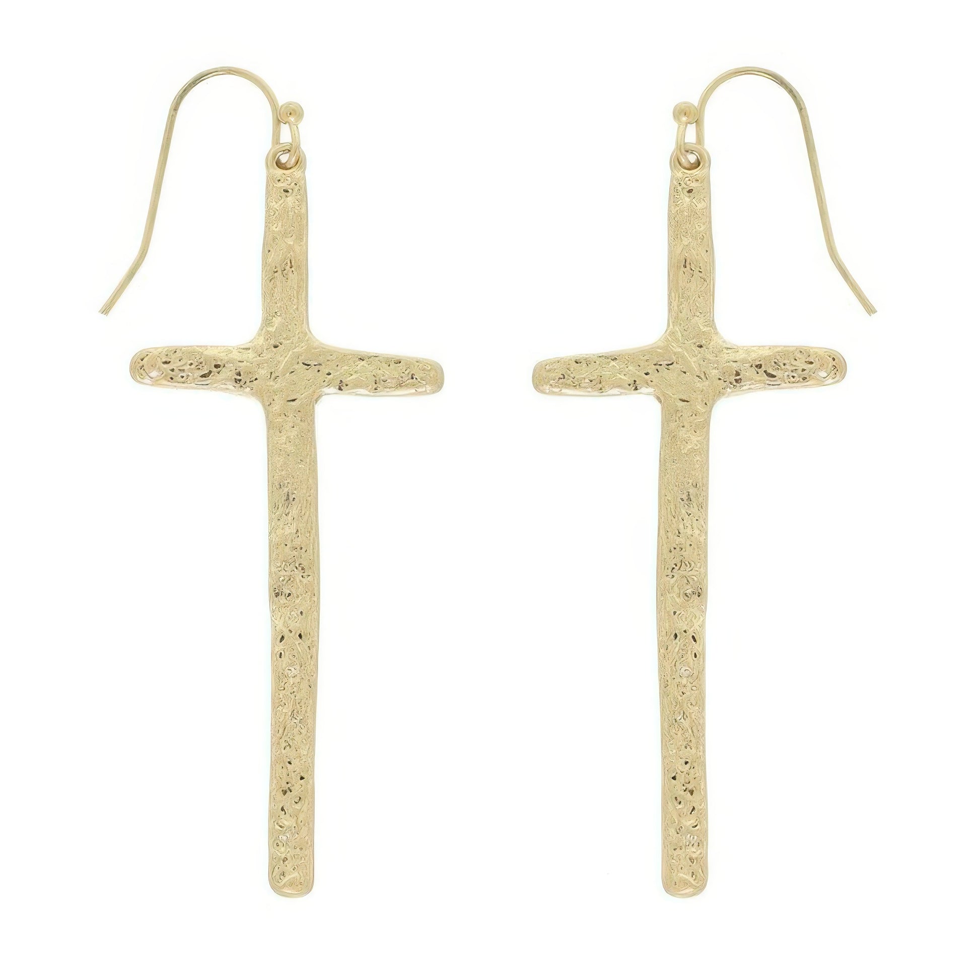 Textured Finish Cross Earrings