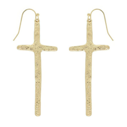 Textured Finish Cross Earrings