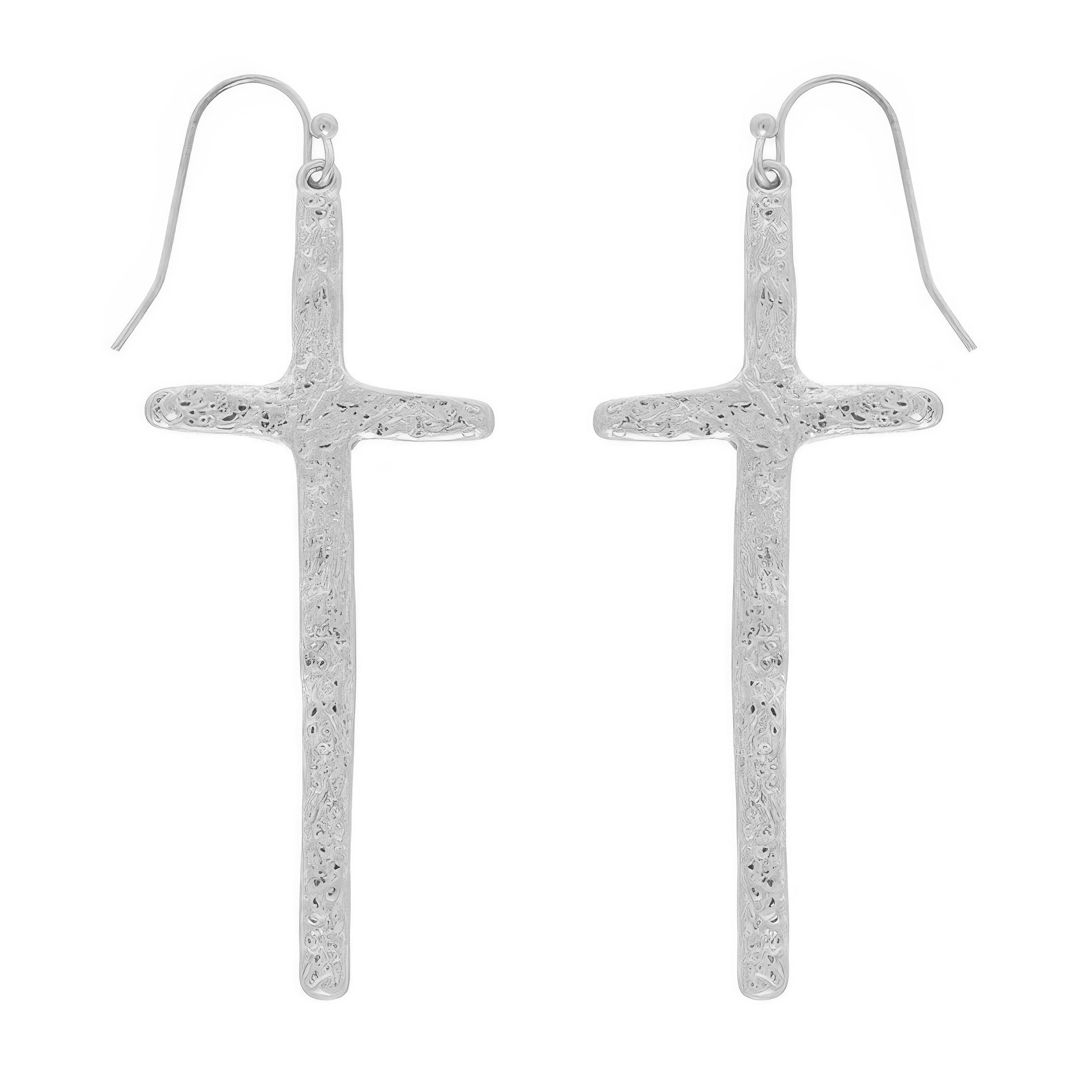 Textured Finish Cross Earrings