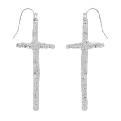 Textured Finish Cross Earrings