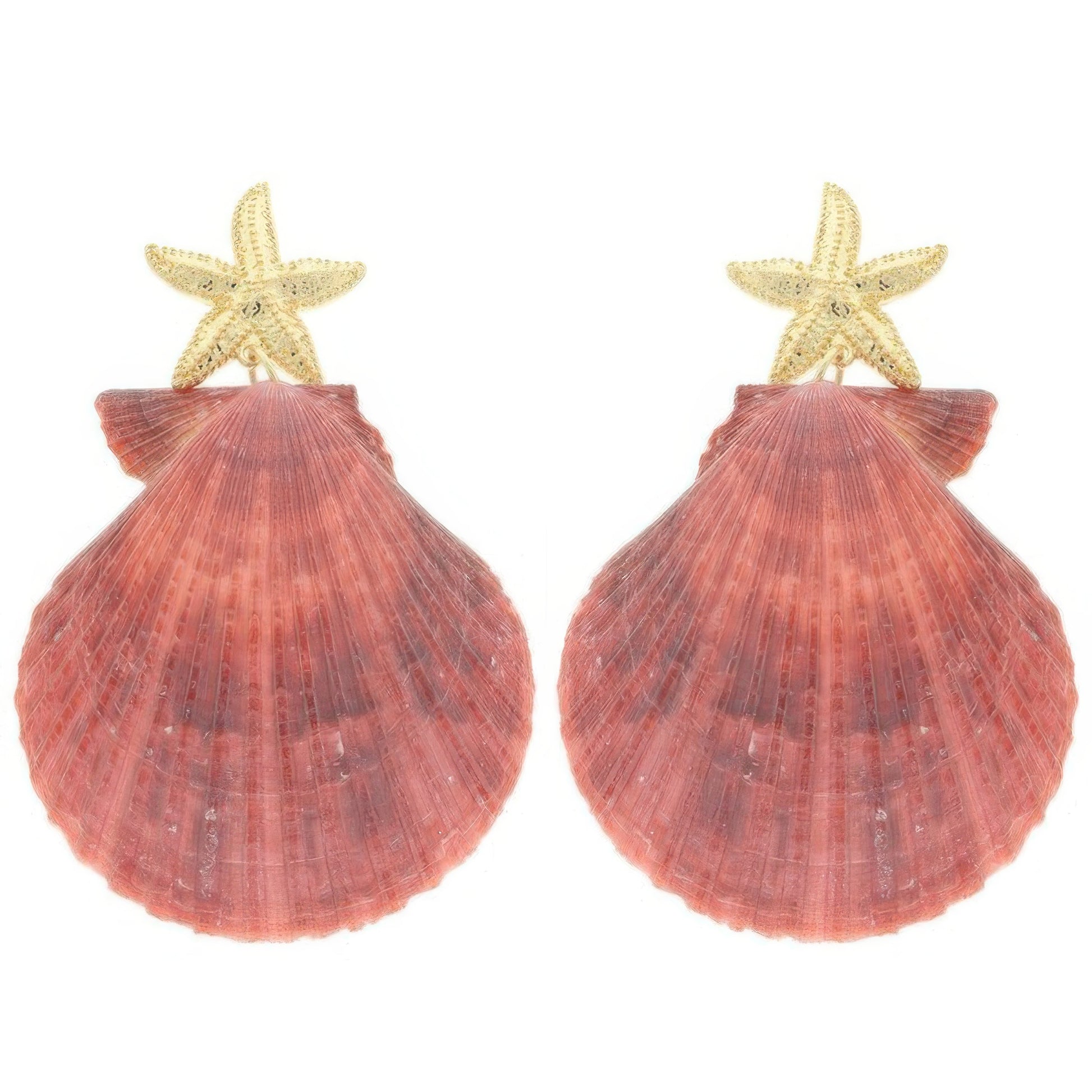 Starfish Scallop Shell Post Dangle Earrings
