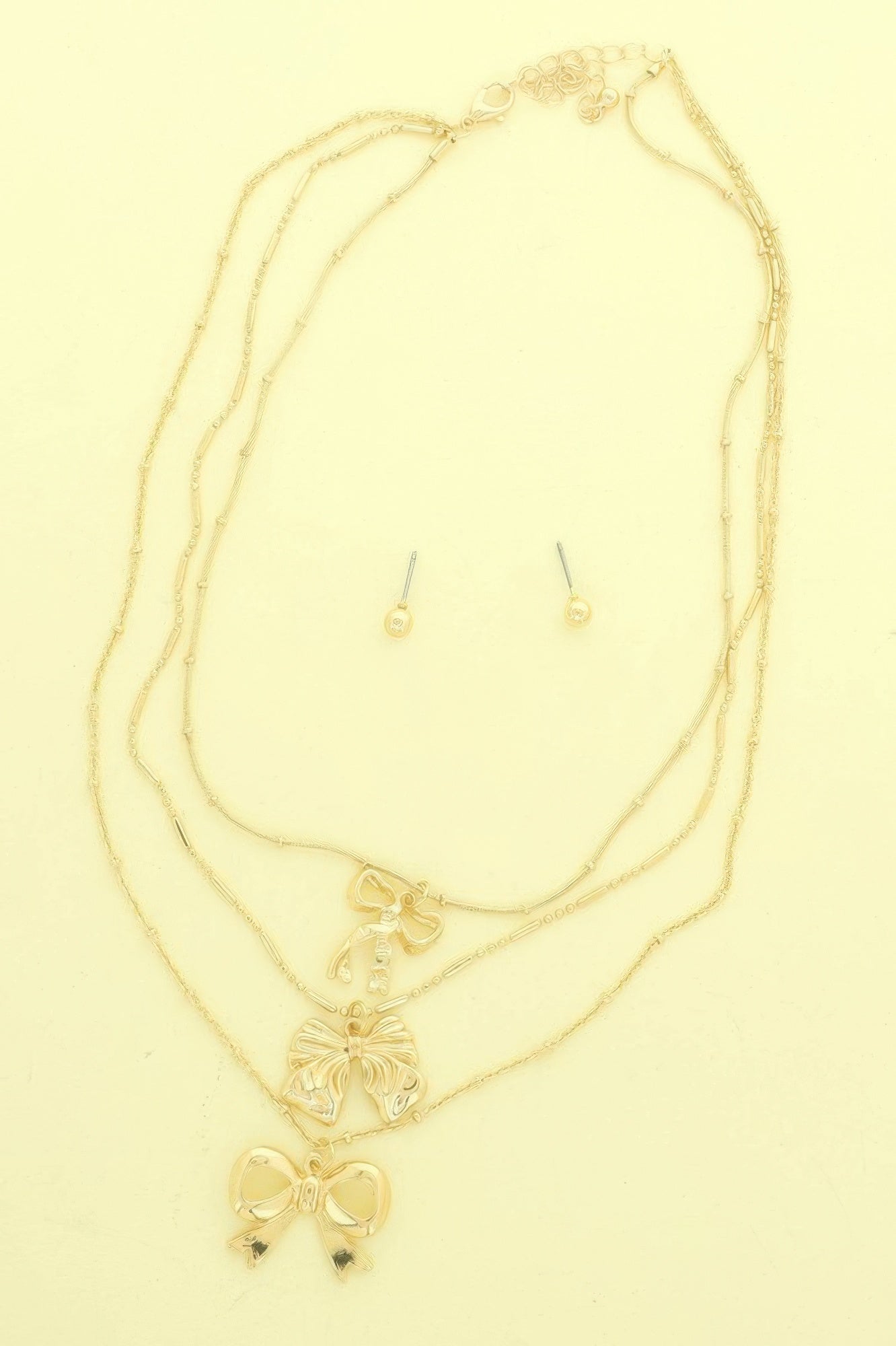 Multi-strand Bow Themed Chain Necklace Set