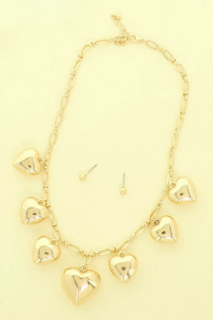 Heart Pendant Necklace Set