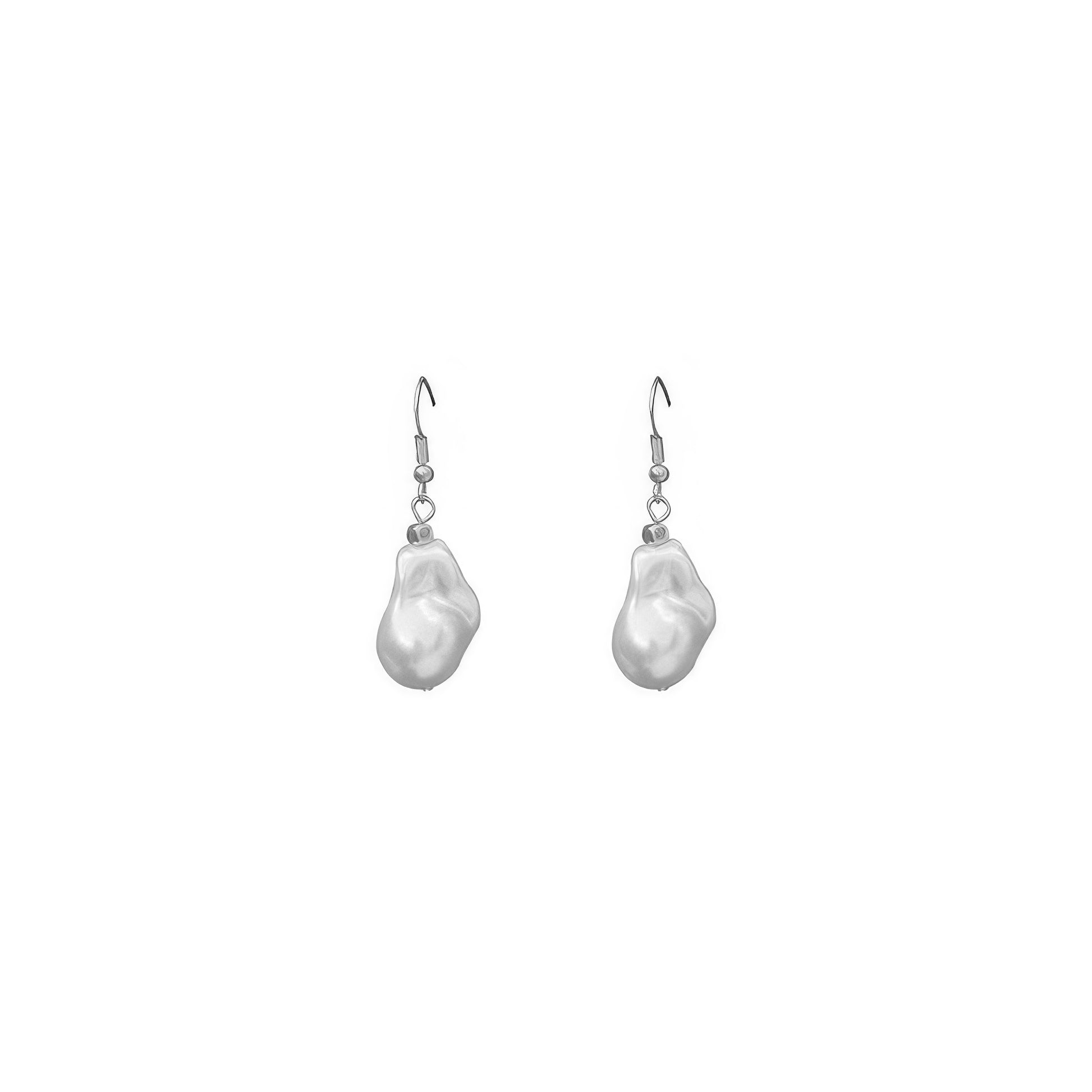 White Baroque Pearl Earrings