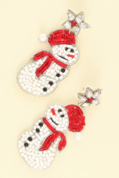 Christmas Scarfed Snowman Post Earrings