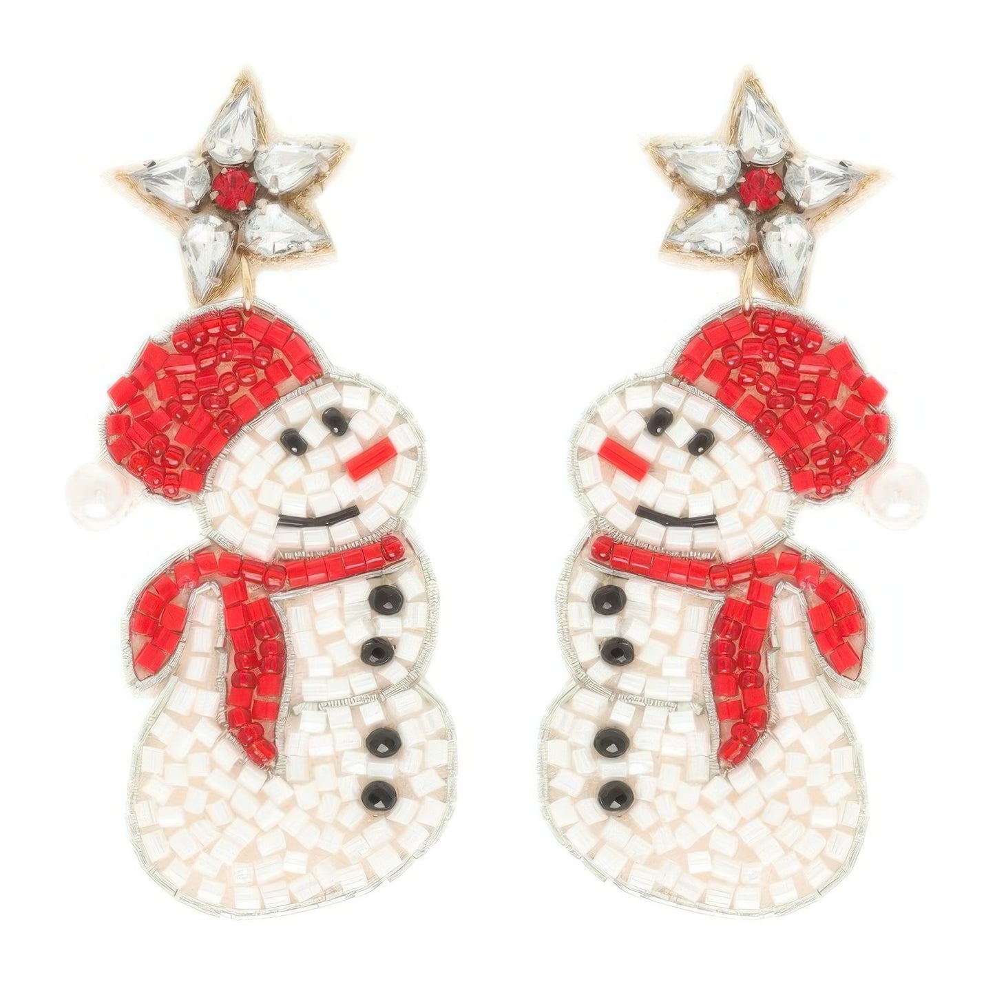 Christmas Scarfed Snowman Post Earrings