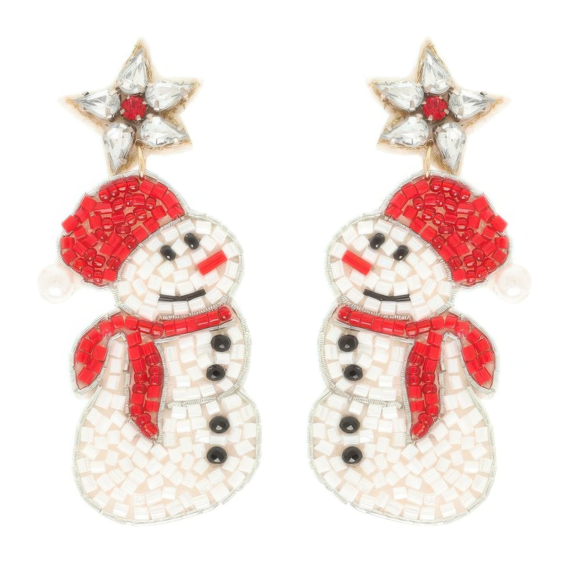 Christmas Scarfed Snowman Post Earrings