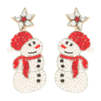 Christmas Scarfed Snowman Post Earrings
