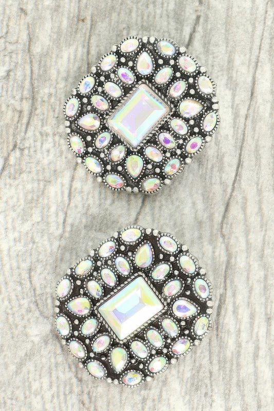 Western Jeweled Concho Post Earrings