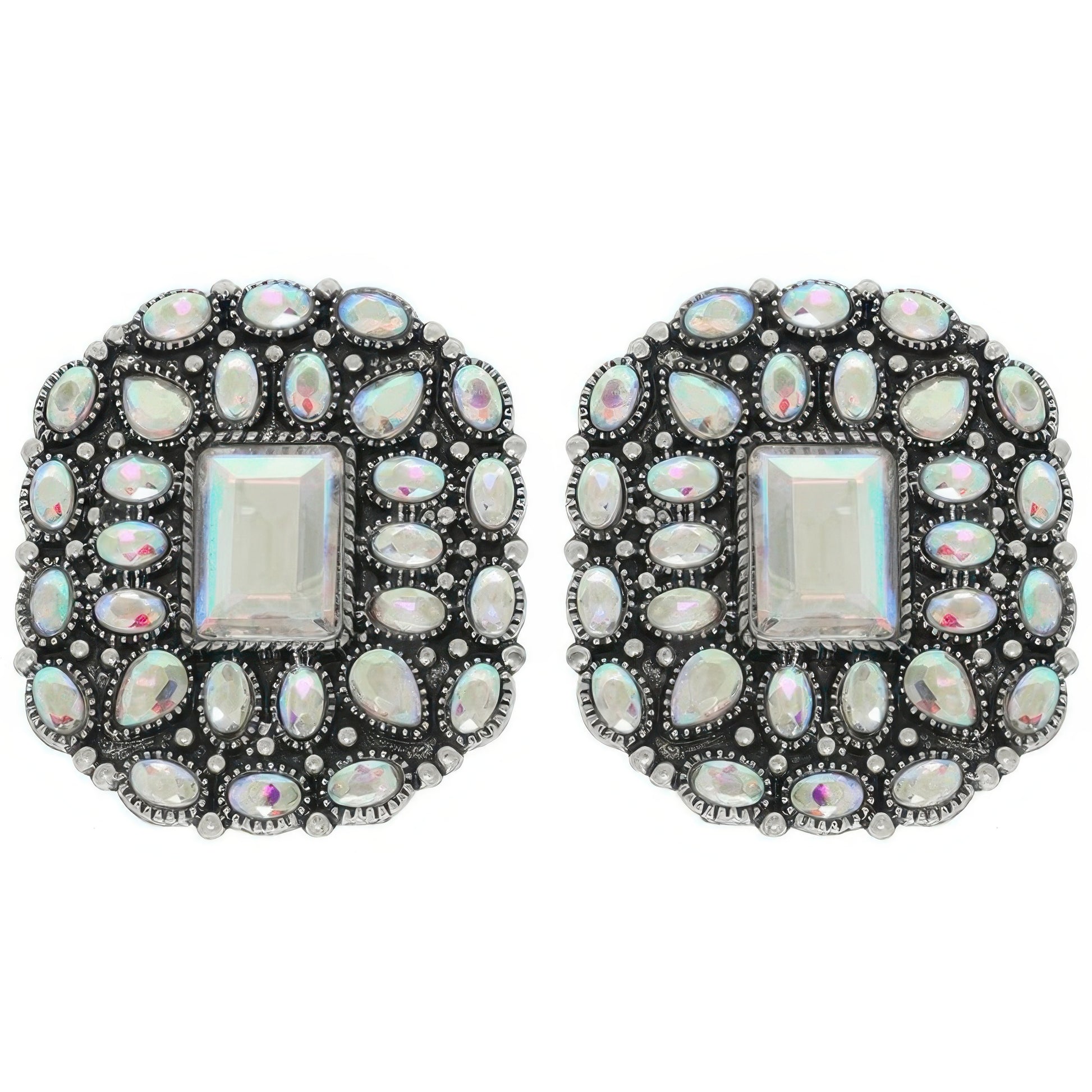 Western Jeweled Concho Post Earrings