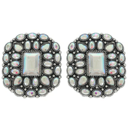 Western Jeweled Concho Post Earrings