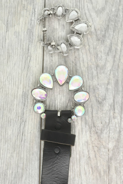Western Jeweled Squash Blossom Belt Buckle