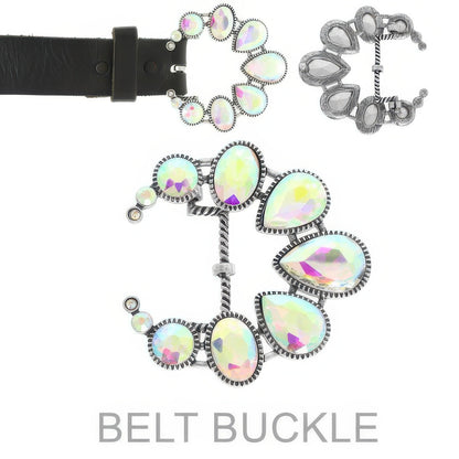 Western Jeweled Squash Blossom Belt Buckle