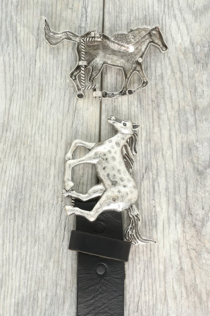Western Running Horse Concho Belt Buckle