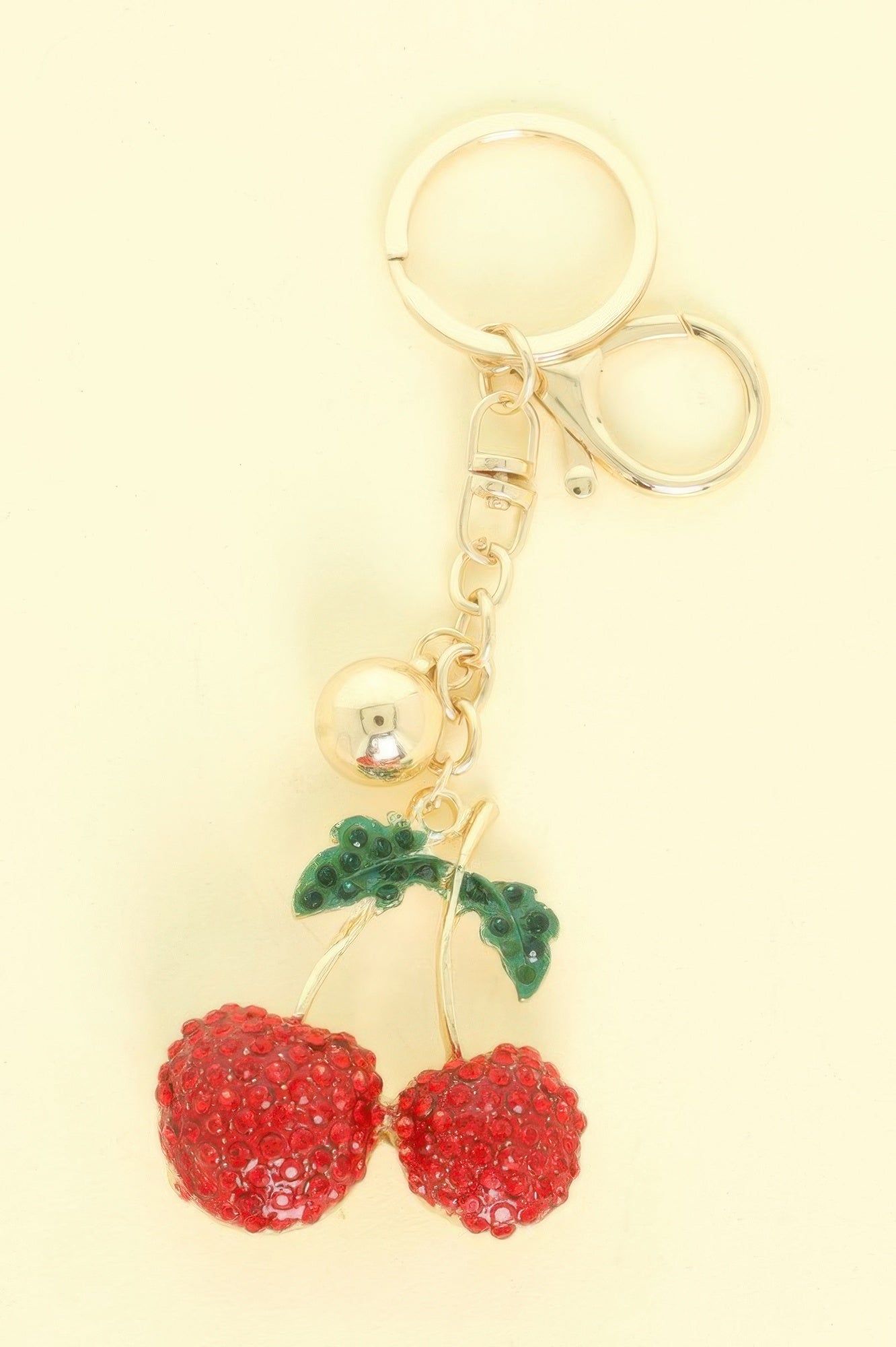 Jeweled Red Cherry Keychain
