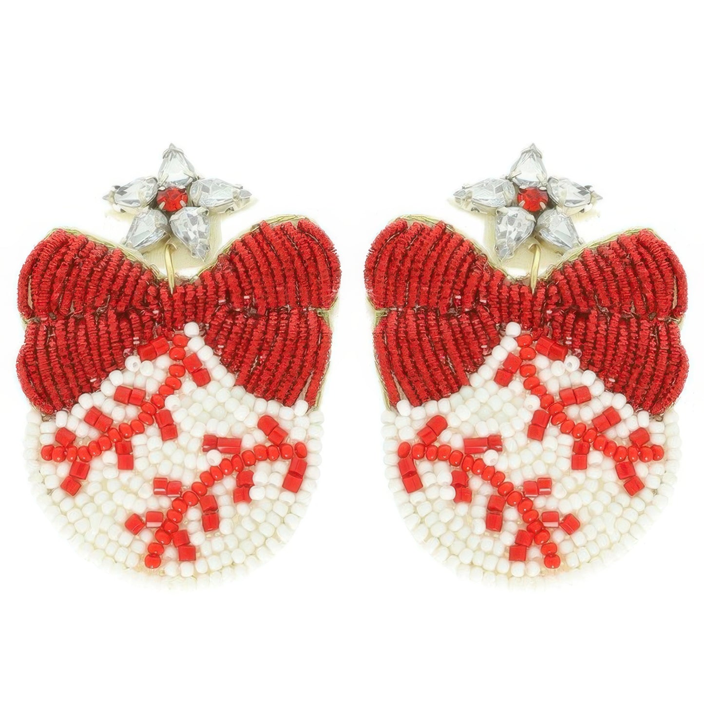 Gameday Ribboned Baseball Post Dangle Earrings
