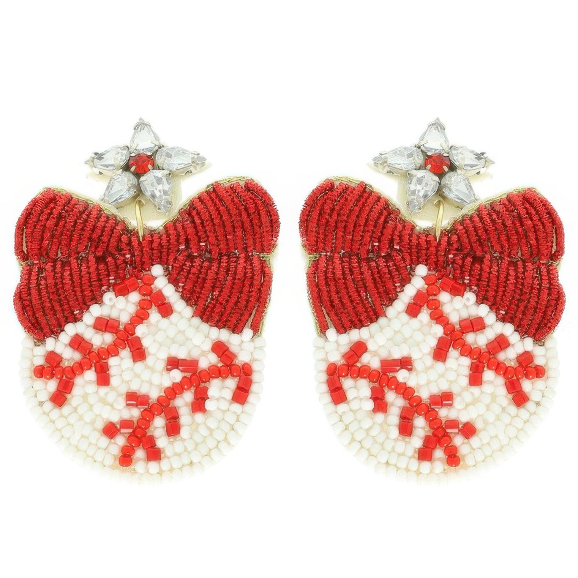 Gameday Ribboned Baseball Post Dangle Earrings