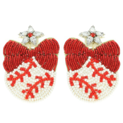 Gameday Ribboned Baseball Post Dangle Earrings