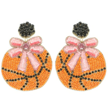 Gameday Jeweled Ribboned Basketball Earrings