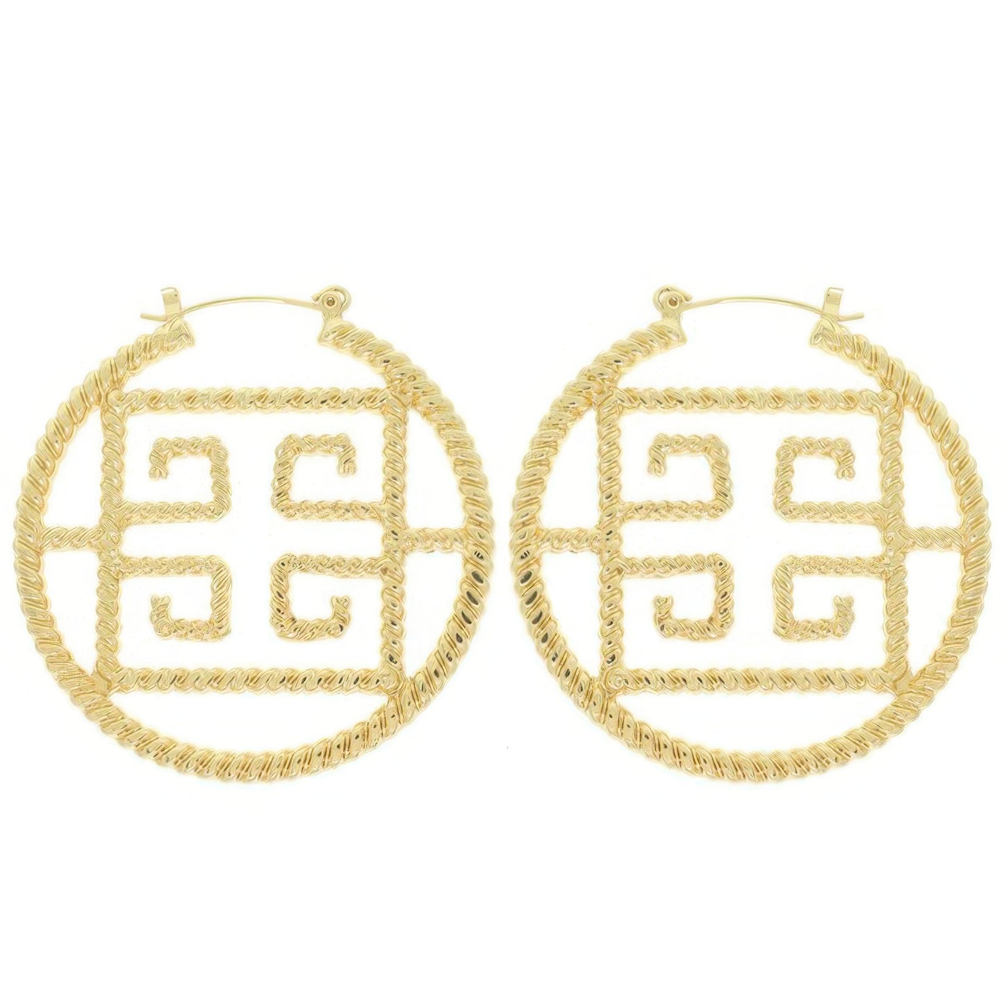 Fashionista Greek Key Hoop Earrings