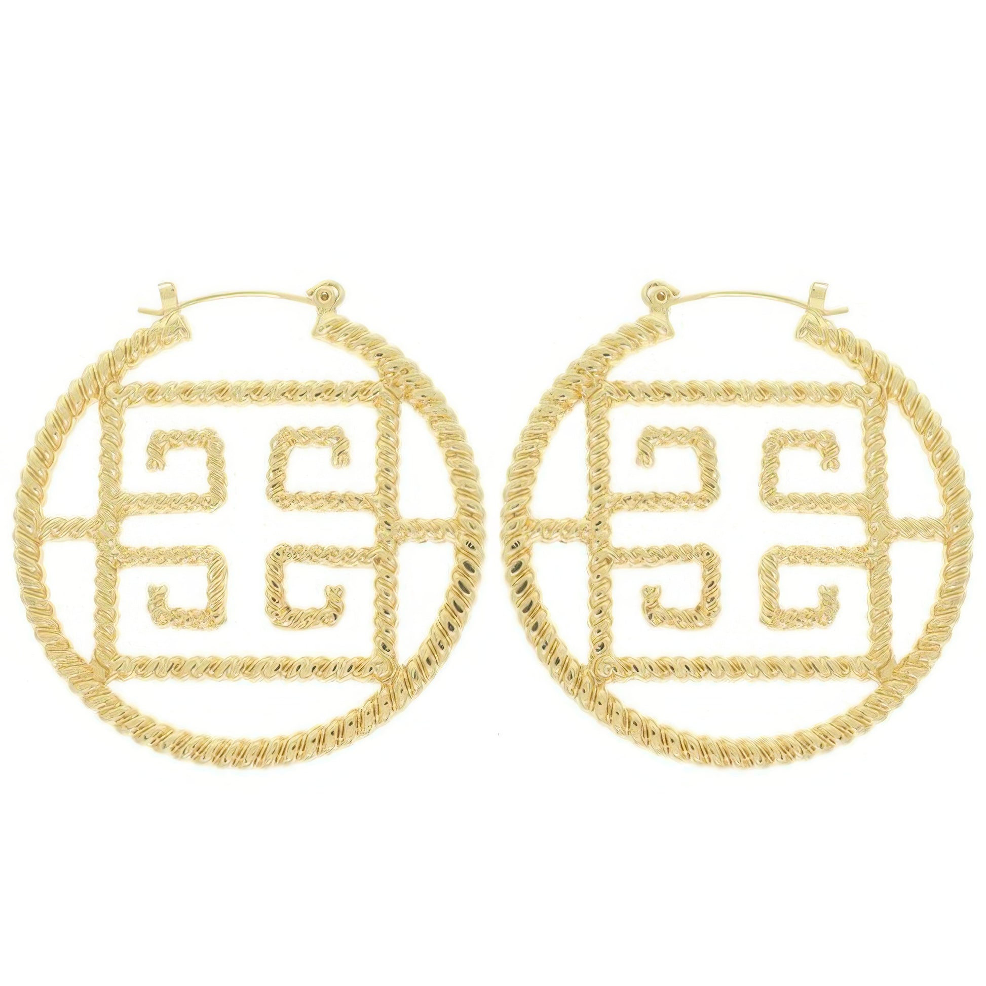 Fashionista Greek Key Hoop Earrings