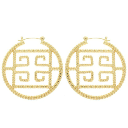 Fashionista Greek Key Hoop Earrings