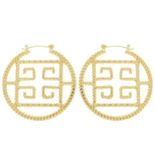 Fashionista Greek Key Hoop Earrings