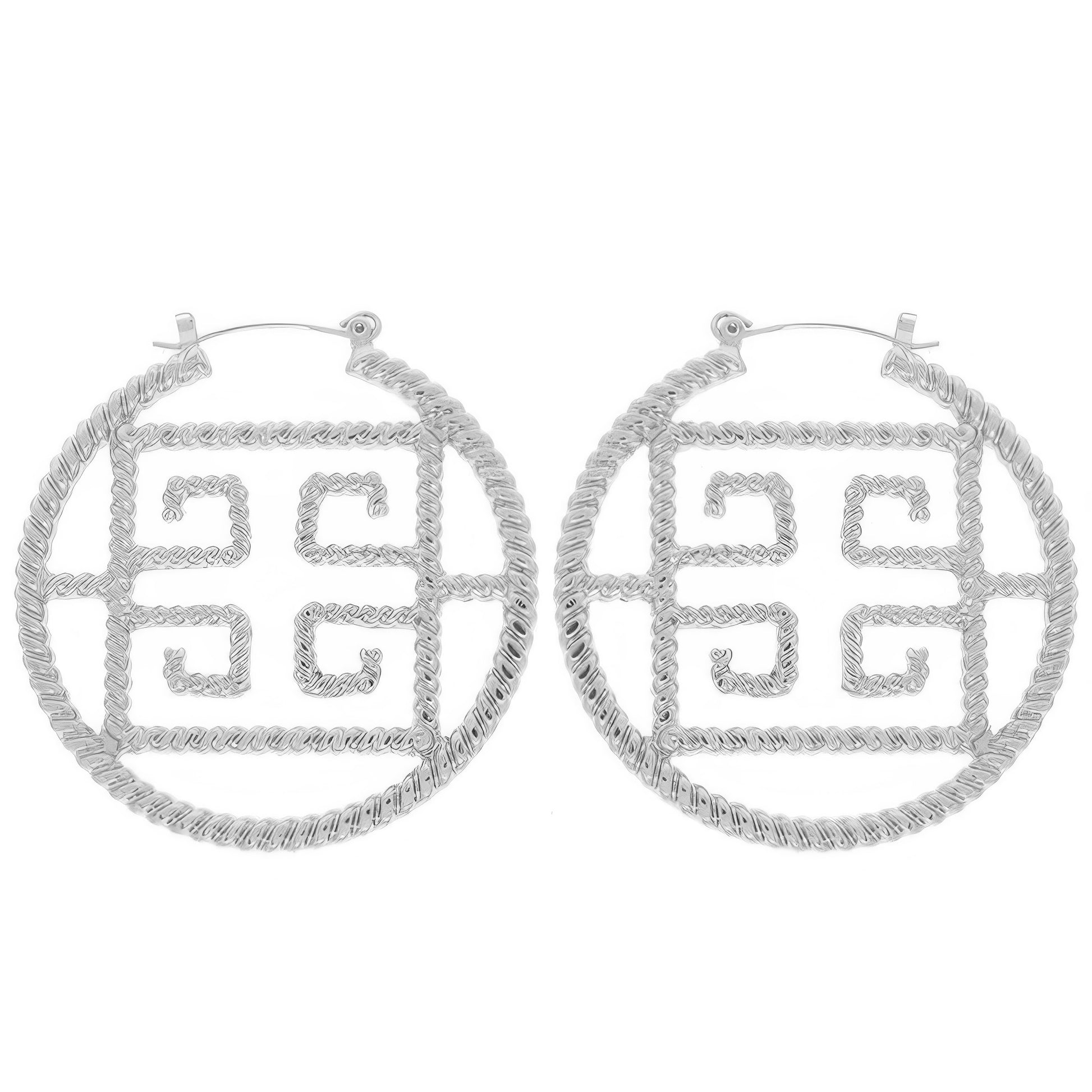 Fashionista Greek Key Hoop Earrings
