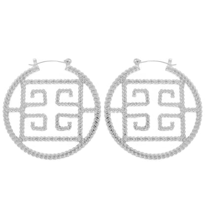 Fashionista Greek Key Hoop Earrings