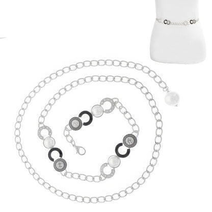 Fashionista Greek Key Jeweled Chain Link Belt