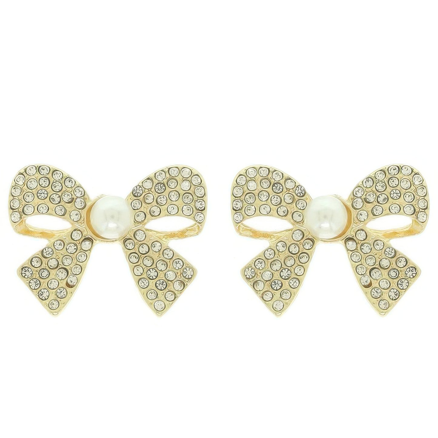 Jeweled Short Tail Bow Ribbon Earrings