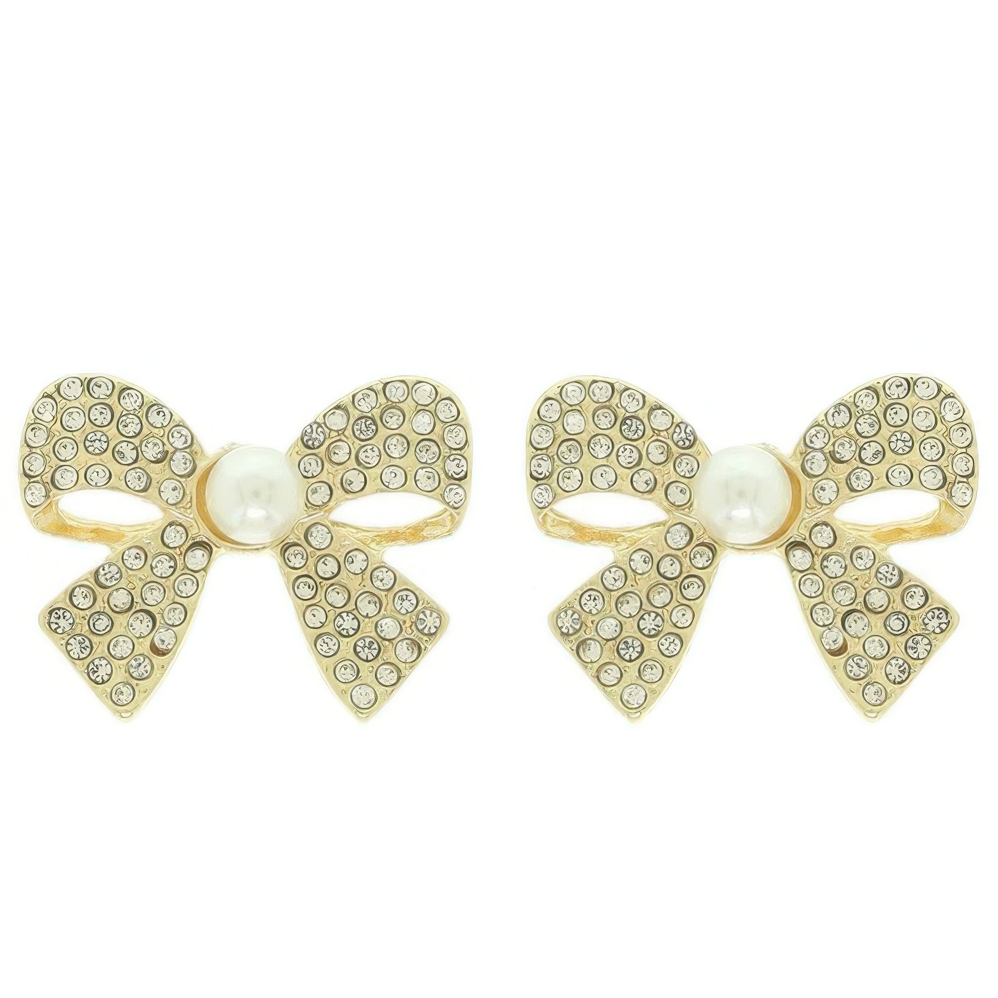 Jeweled Short Tail Bow Ribbon Earrings