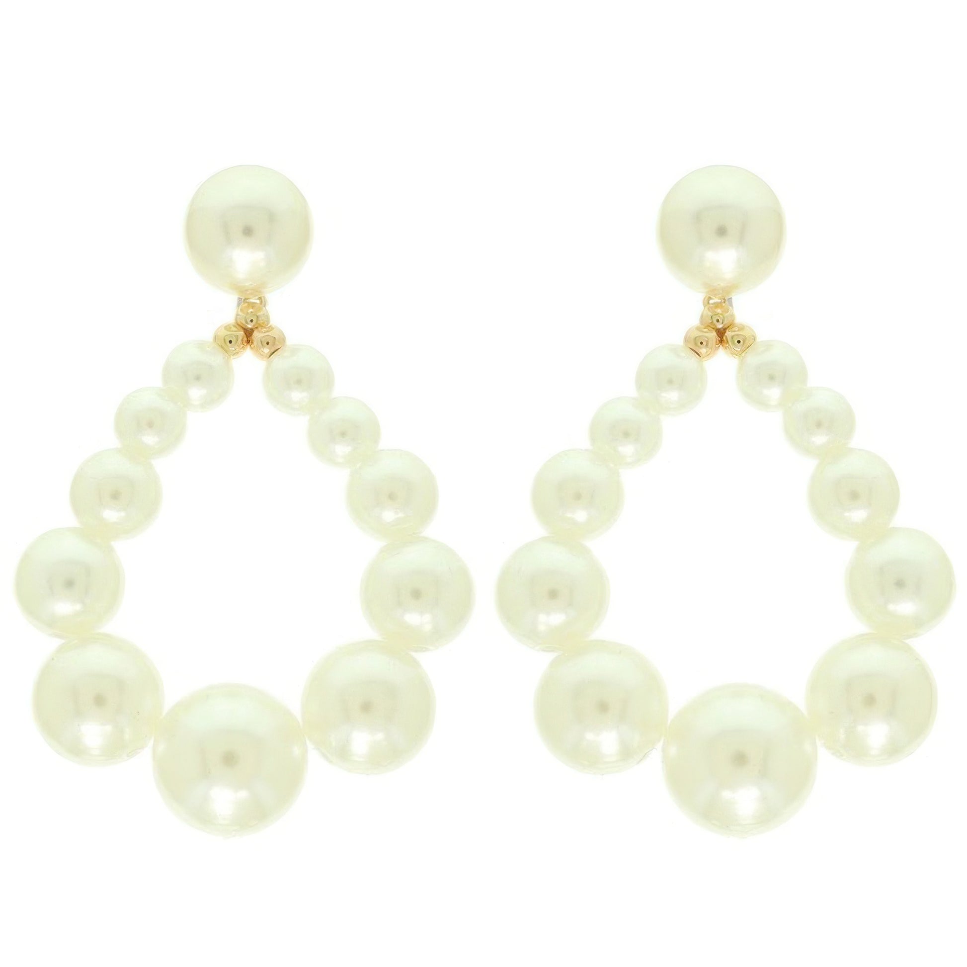 Classic Bridal Teardrop Pearl Hoop Earrings
