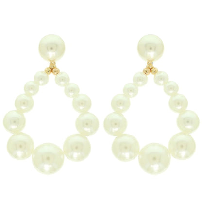 Classic Bridal Teardrop Pearl Hoop Earrings