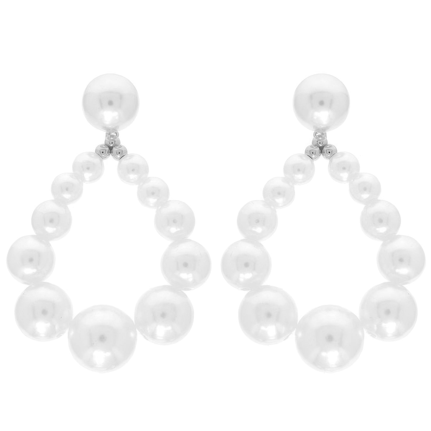 Classic Bridal Teardrop Pearl Hoop Earrings