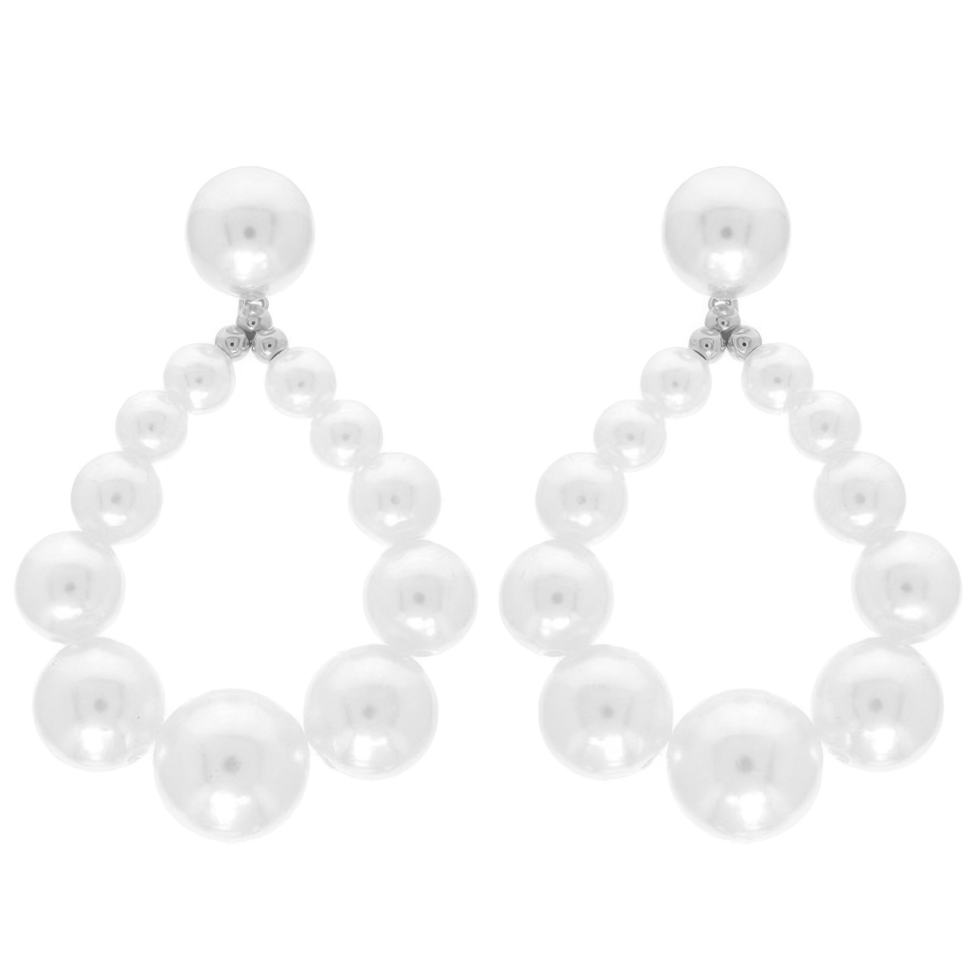 Classic Bridal Teardrop Pearl Hoop Earrings