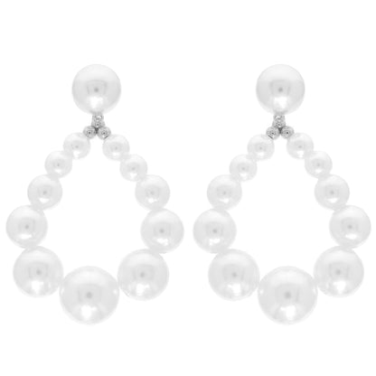Classic Bridal Teardrop Pearl Hoop Earrings