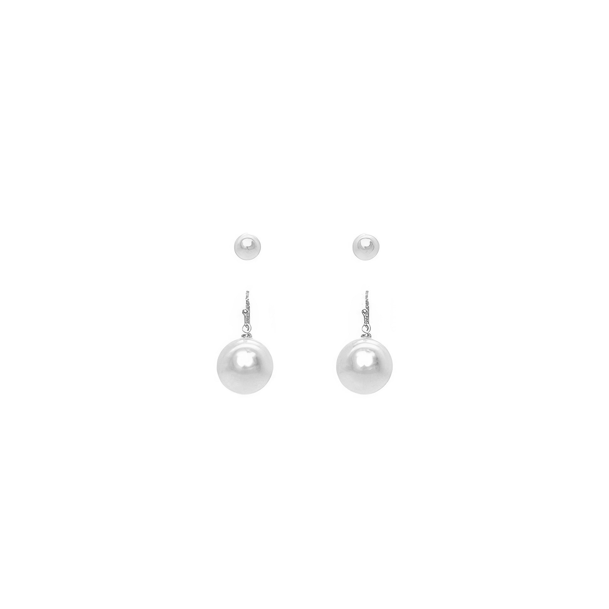 2-pair Assorted White Pearl Earring Set