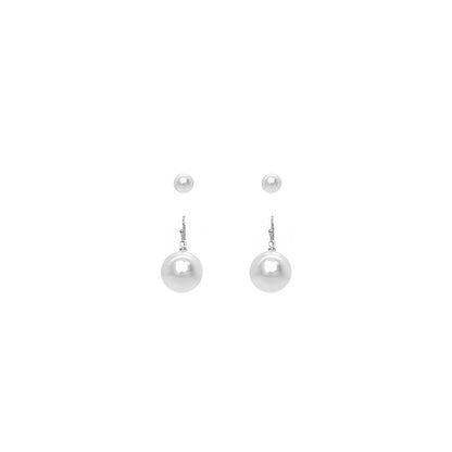 2-pair Assorted White Pearl Earring Set