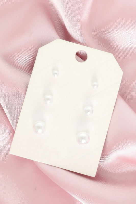 3-pair Assorted White Pearl Stud Earring Set