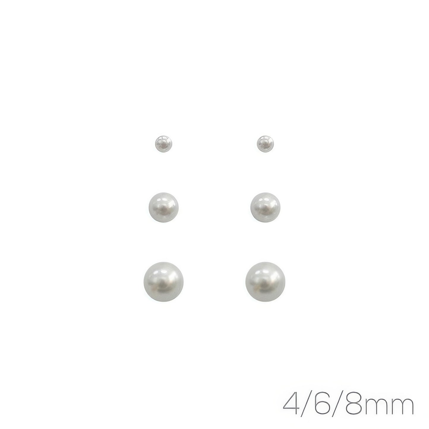 3-pair Assorted White Pearl Stud Earring Set