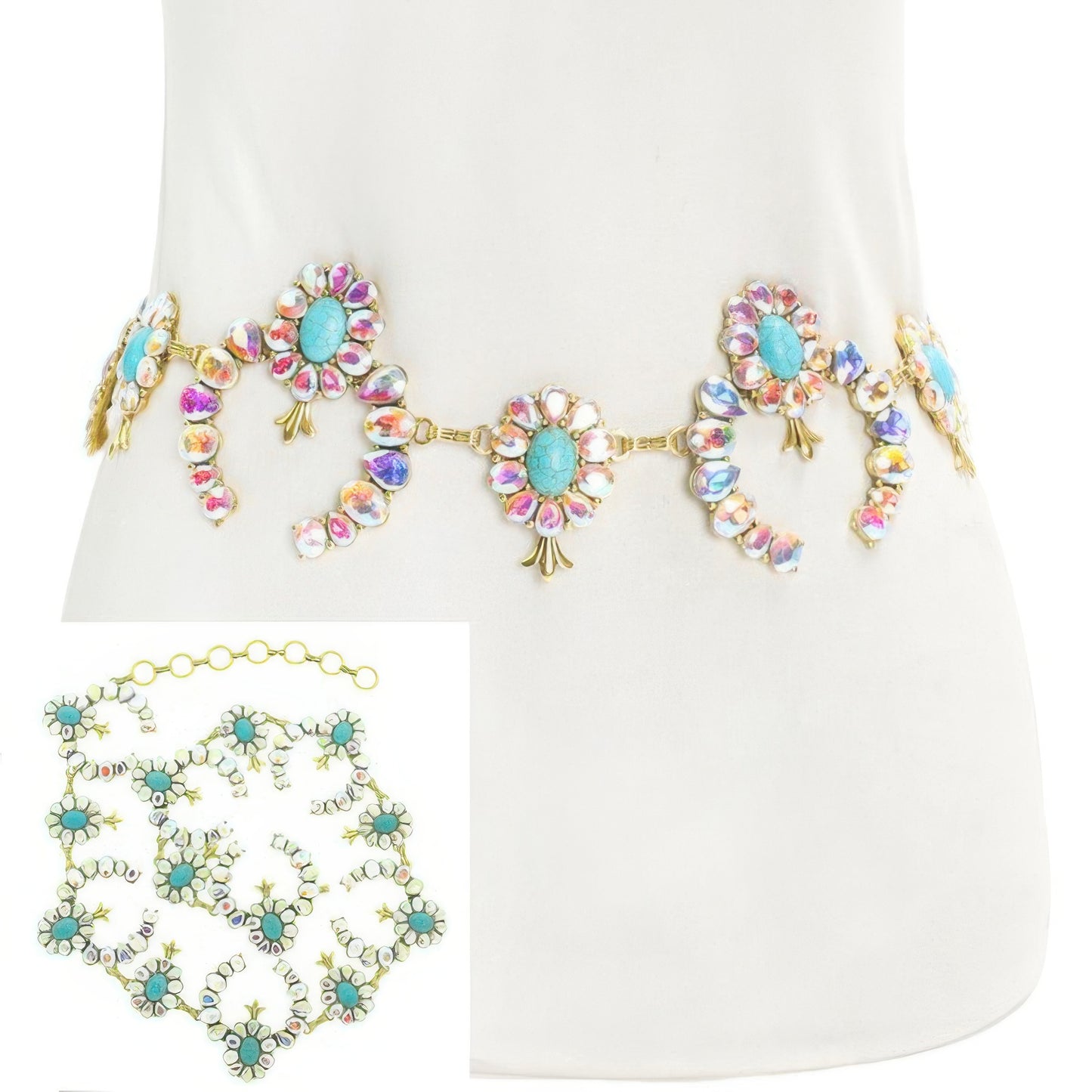 Western Squash Blossom Chain Link Belt