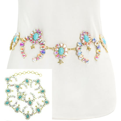 Western Squash Blossom Chain Link Belt