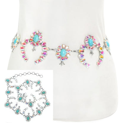 Western Squash Blossom Chain Link Belt