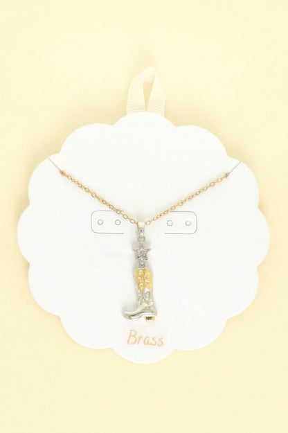 Western Cowboy Boot Pendant Necklace