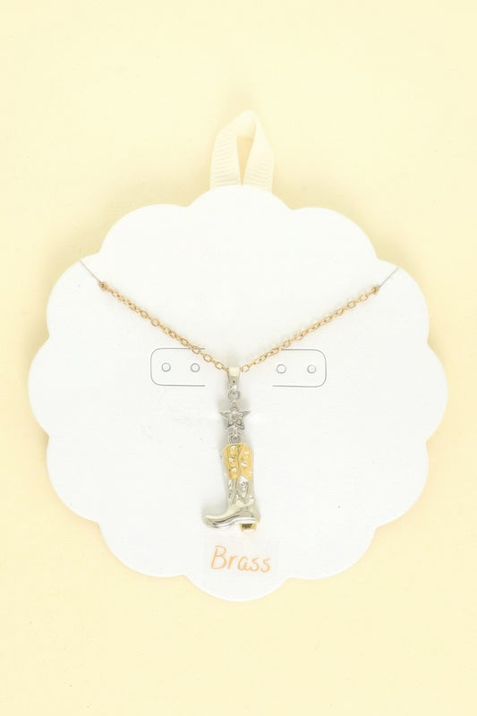 Western Cowboy Boot Pendant Necklace