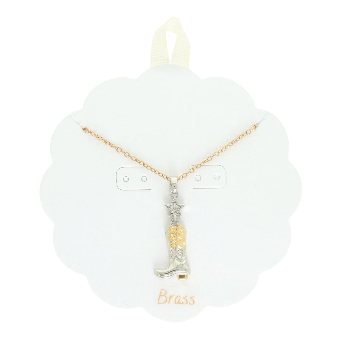 Western Cowboy Boot Pendant Necklace