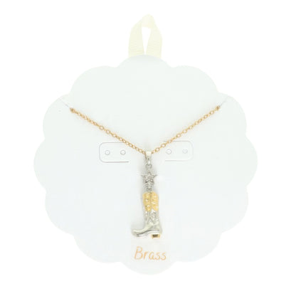Western Cowboy Boot Pendant Necklace